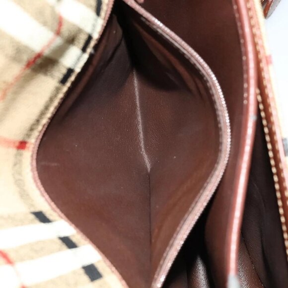 Burberrys Nova Check Shoulder Bag PVC Beige Brown gold Auth 110829 - Picture 11 of 16